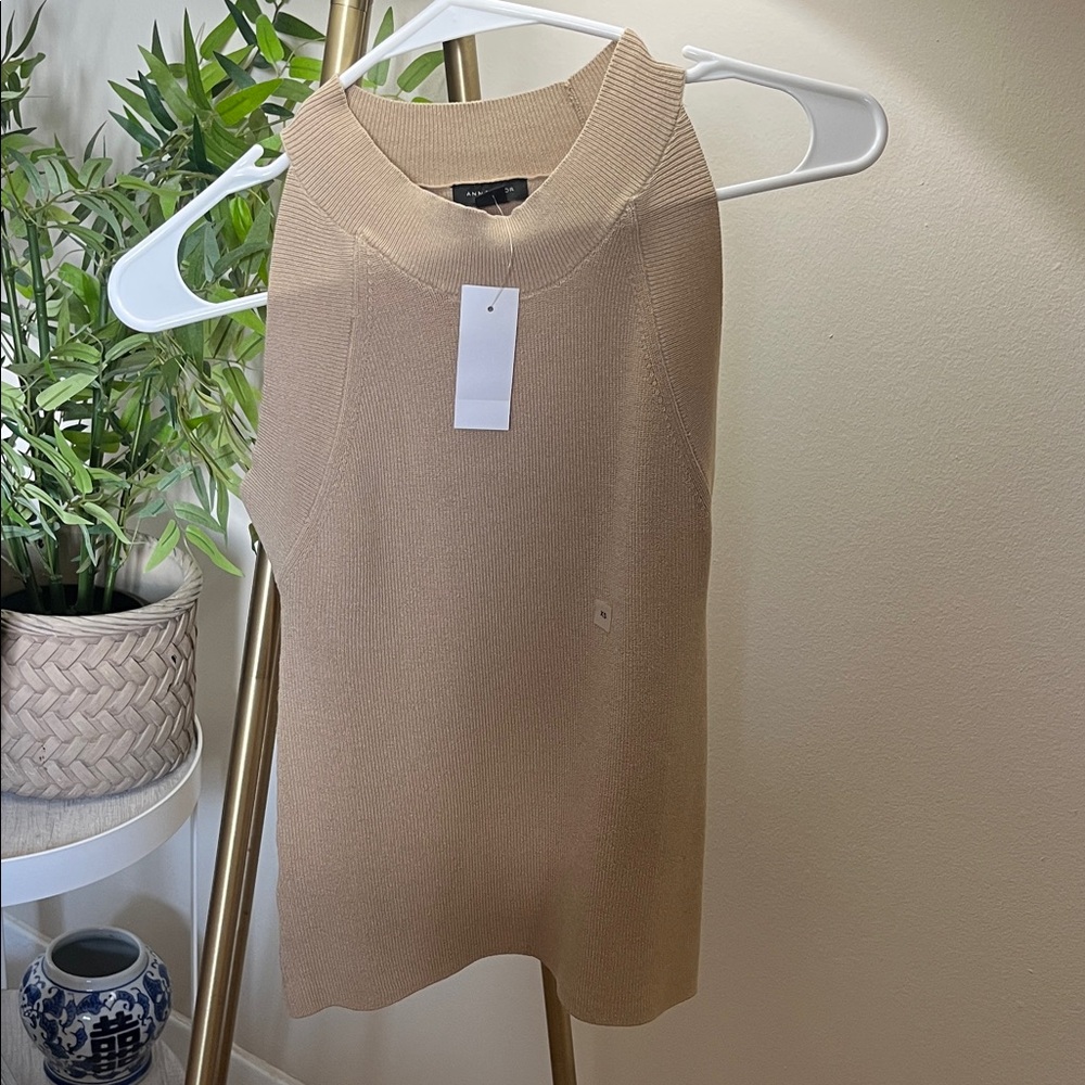 Tan mockneck Knit Top